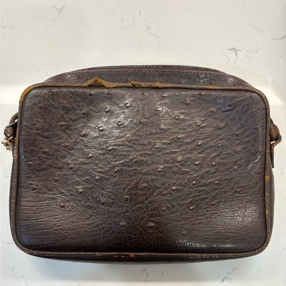 Fendi Brown Ostrich Purse Vintage Luxury Unique Designer - Picture 2 of 6